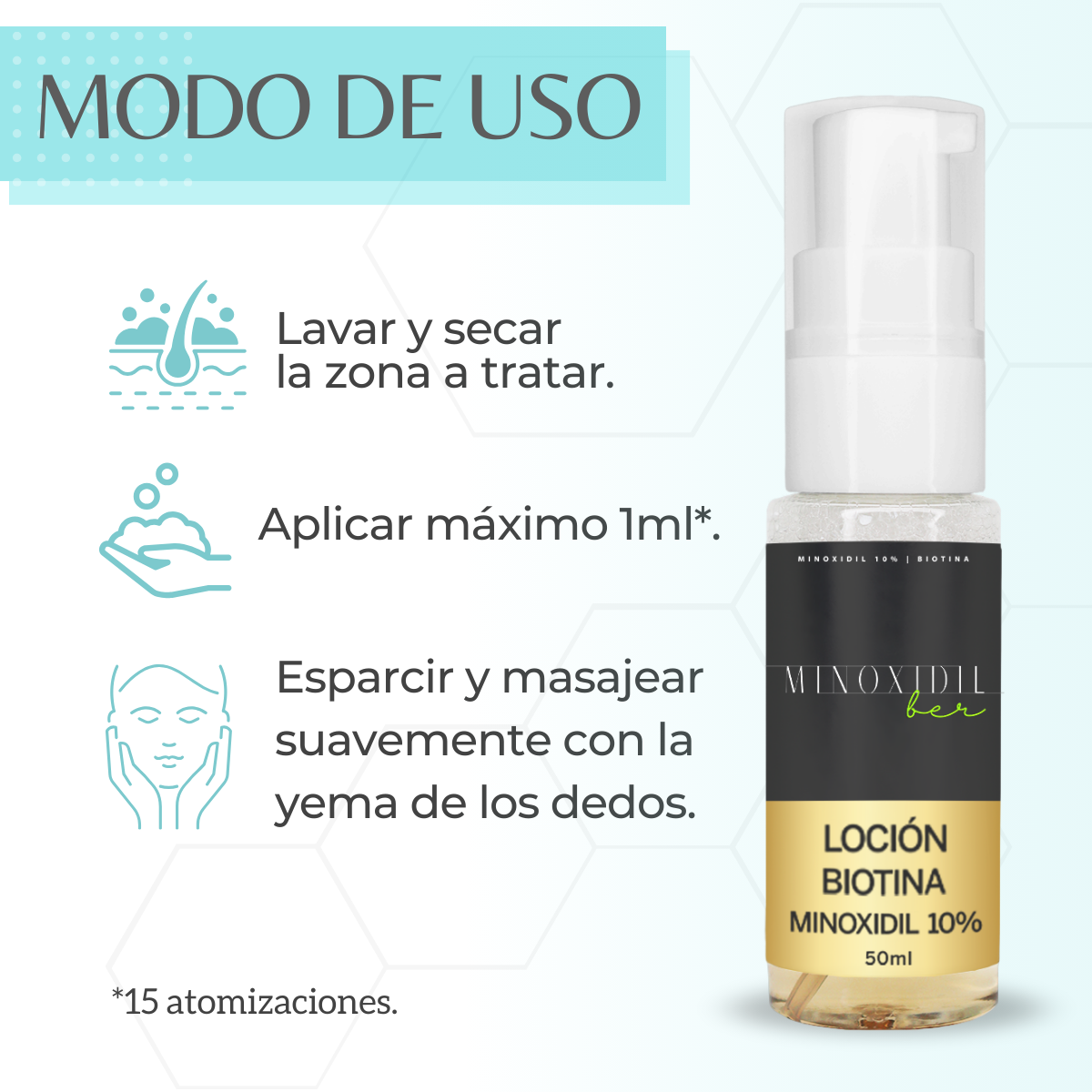 Espuma Auxiliar Unisex de Biotina con minoxidil 10% – 50ml.