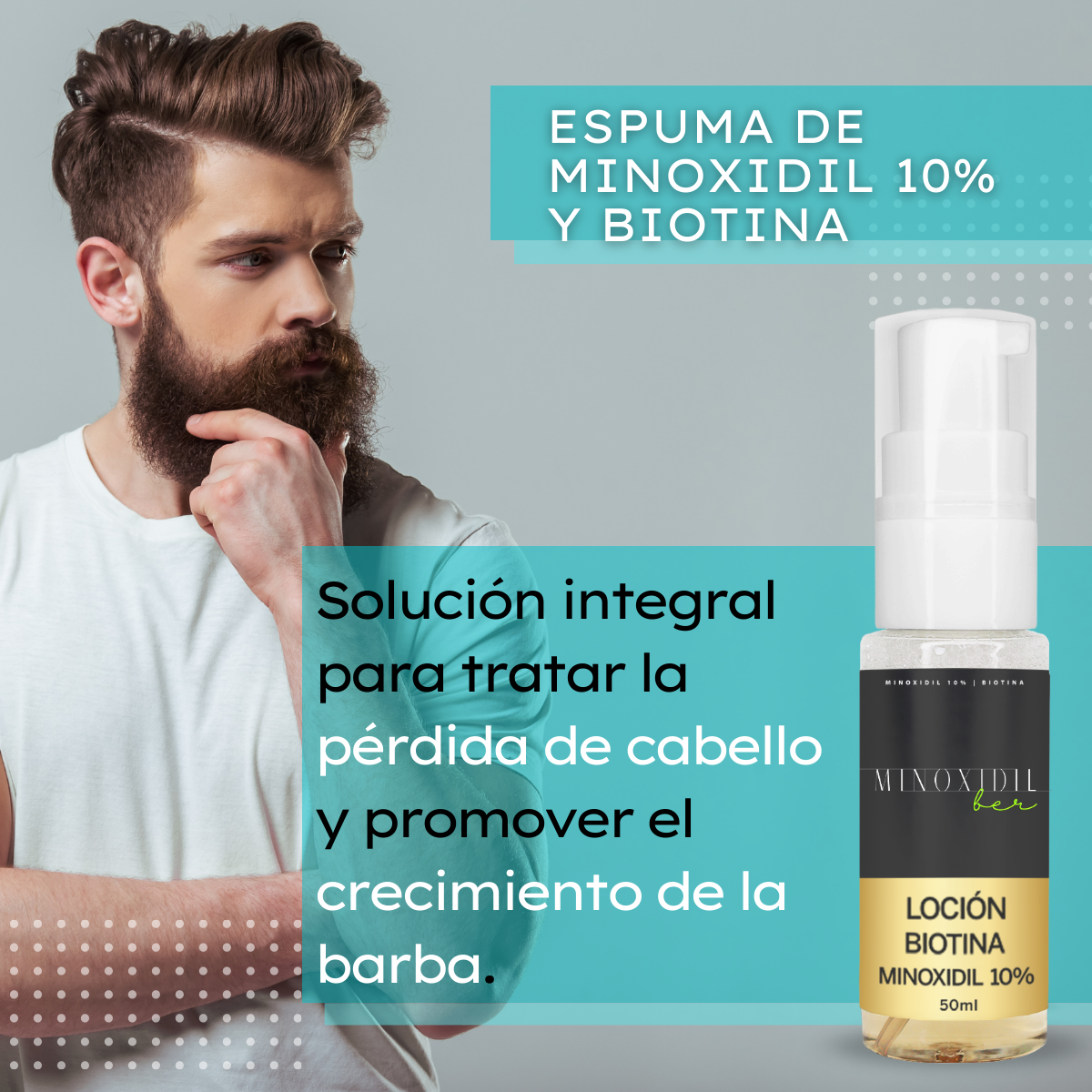 Espuma Auxiliar Unisex de Biotina con minoxidil 10% – 50ml.