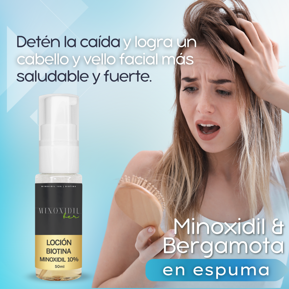 Espuma Auxiliar Unisex de Biotina con minoxidil 10% – 50ml.