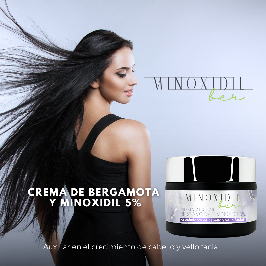 Crema Auxiliar Minoxidil 5% Y Bergamota 60g