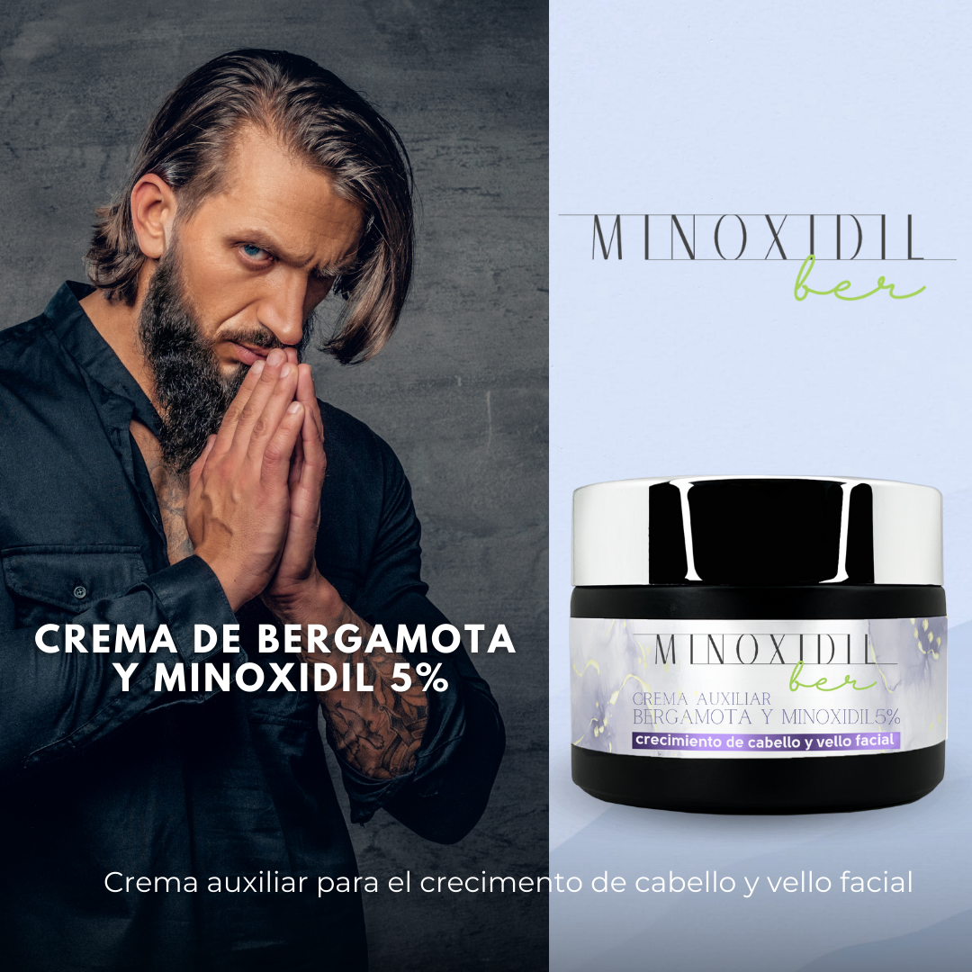 Crema Auxiliar Minoxidil 5% Y Bergamota 60g